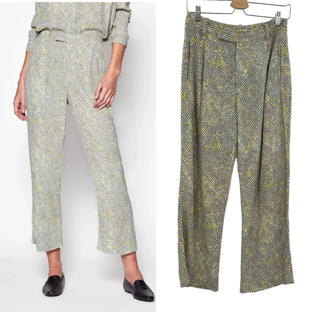 Equipment Bergen Pants In Silver Lining Multi Green Print Size 4
